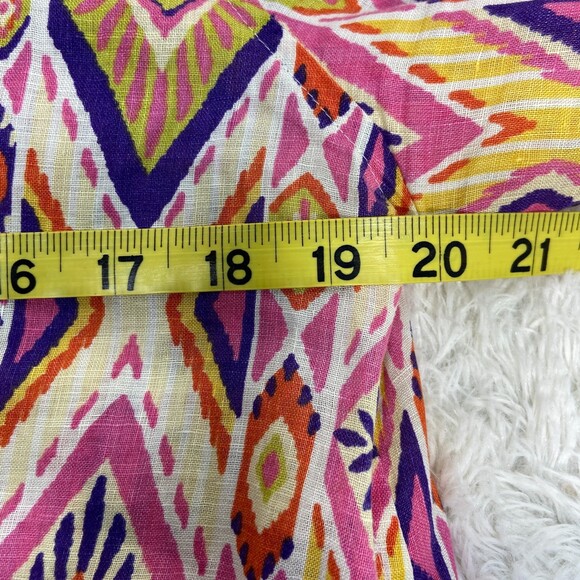 Chico's 100% Linen No-Iron Southwest Pattern Button Up Shirt Sz 8-10 (Chicos 1) - Picture 5 of 6